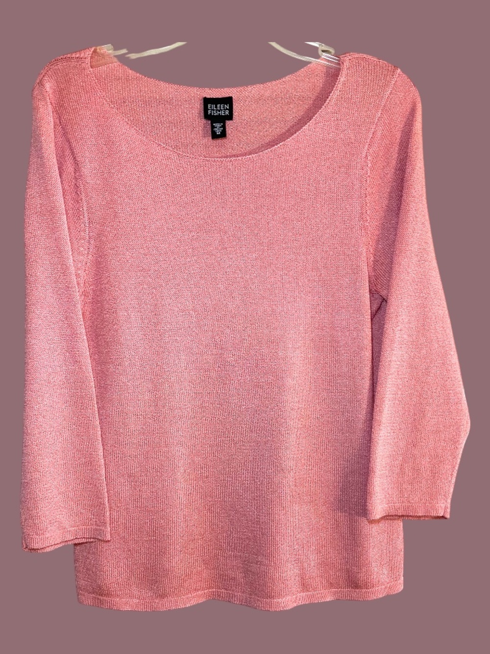 Eileen Fisher Nylon Cotton Three-Quarter Sleeve Pink Top Size M